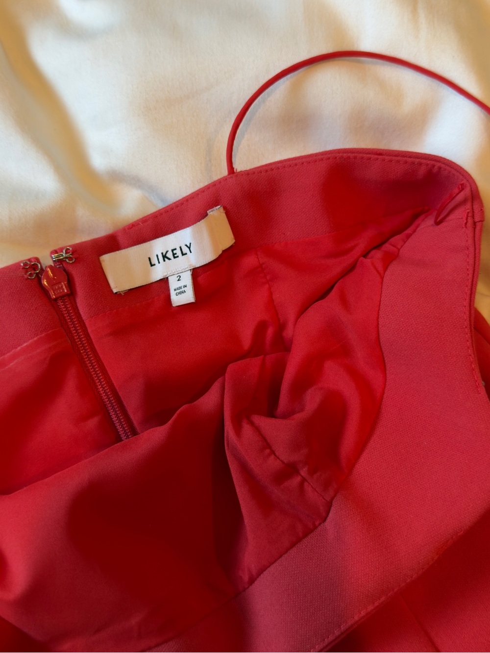 Likely Coral-Red Double Spaghetti Strap Mini Dress - Picture 3 of 3